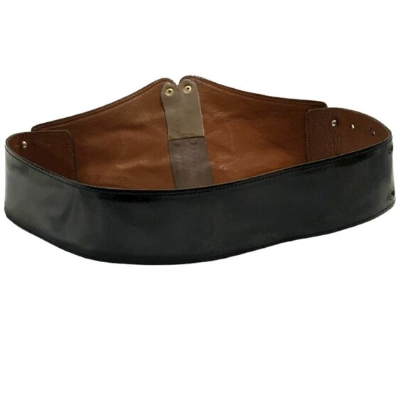 Leo Isba V Shaped Belt Black and Gold - Picture 2 of 8